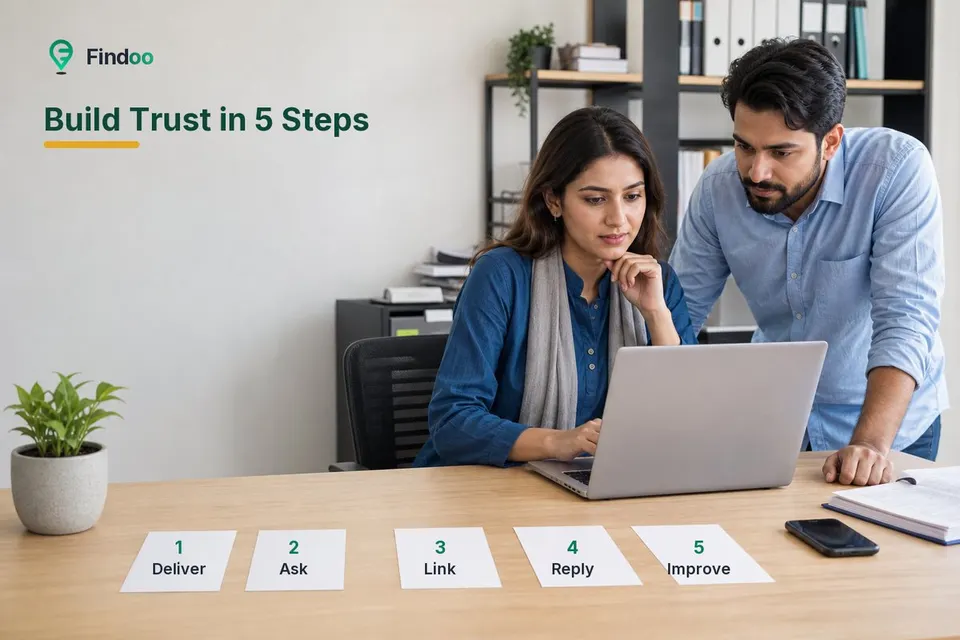 Five-step process for requesting reviews, responding professionally and improving a business